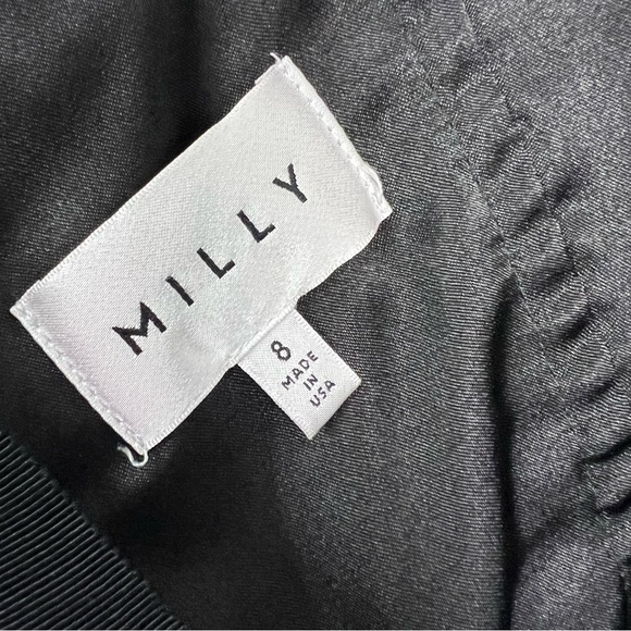 Milly Strapless Bustier Jumpsuit Black Silk Lamb Leather Trim Size 8 - Picture 8 of 12